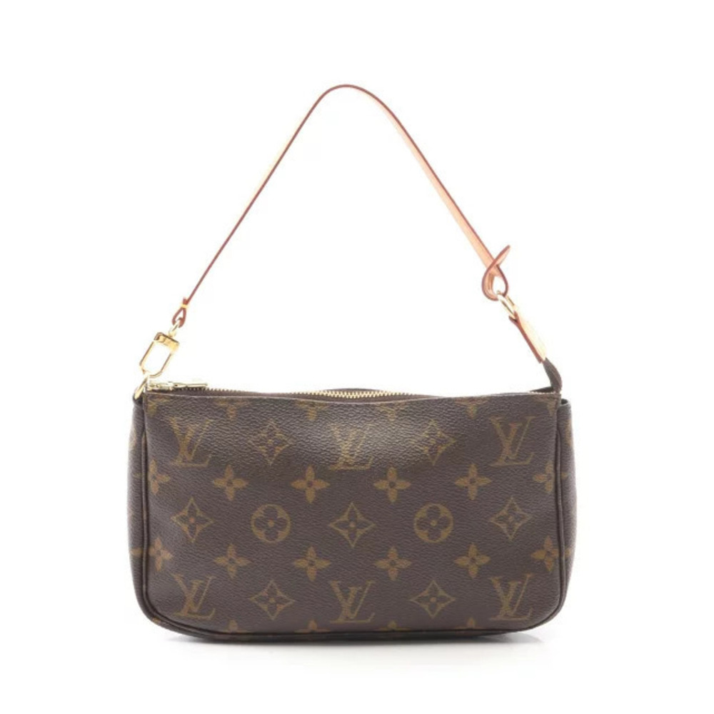 Louis Vuitton Pochette Accessoires Handbag Canvas Leather Monogram Brown